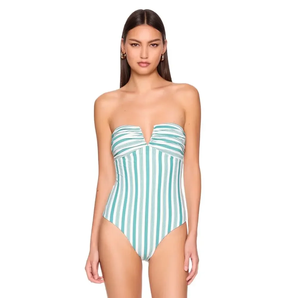 NWOT! Susana Monaco Swim Stripe V Wire One Piece - Size Small (MSRP 158)